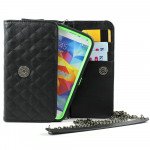 Wholesale Note 4, 3 Universal Quilted Flip Leather Wallet Case w Long Chain (Purple)